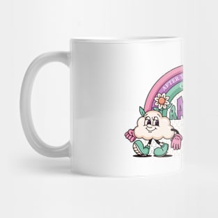 Rainbow and a pair of clouds fun cartoon mascots Mug